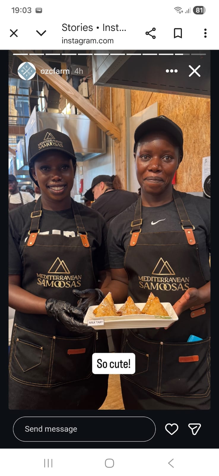 Mediterranean Samoosas team holding a plate of samoosas